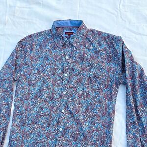 Consequence Men's Woven Poly/Spandex Paisley LS Button-Up S Brown/Blue #255